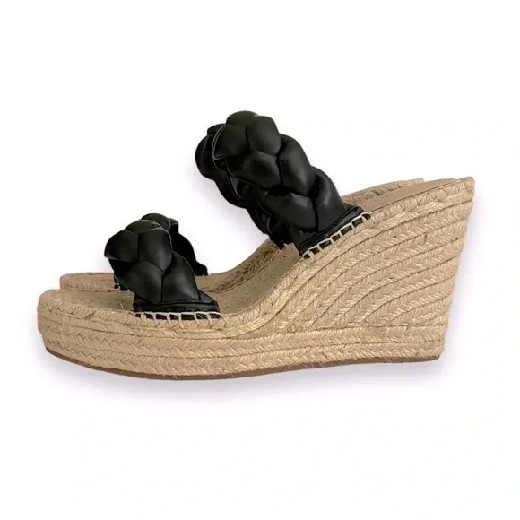 Kenneth Cole Olivia Braided Wedge Espadrille Black Sandal Size 11 NWT - Picture 3 of 9